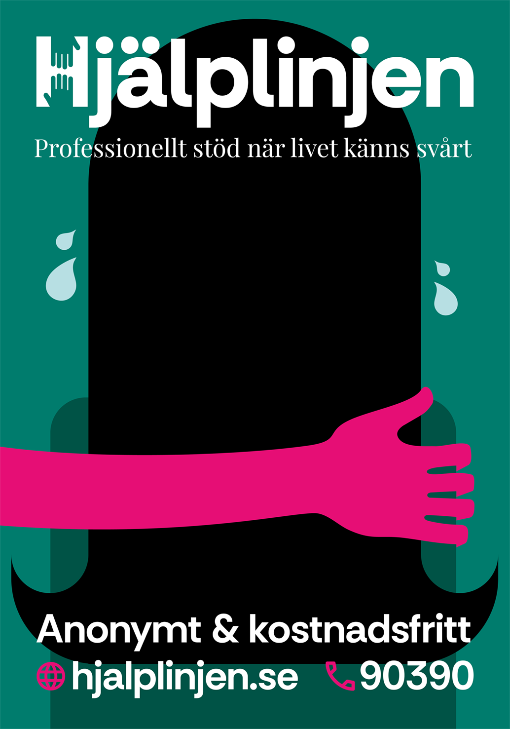 Affisch som visar en hand på en axel