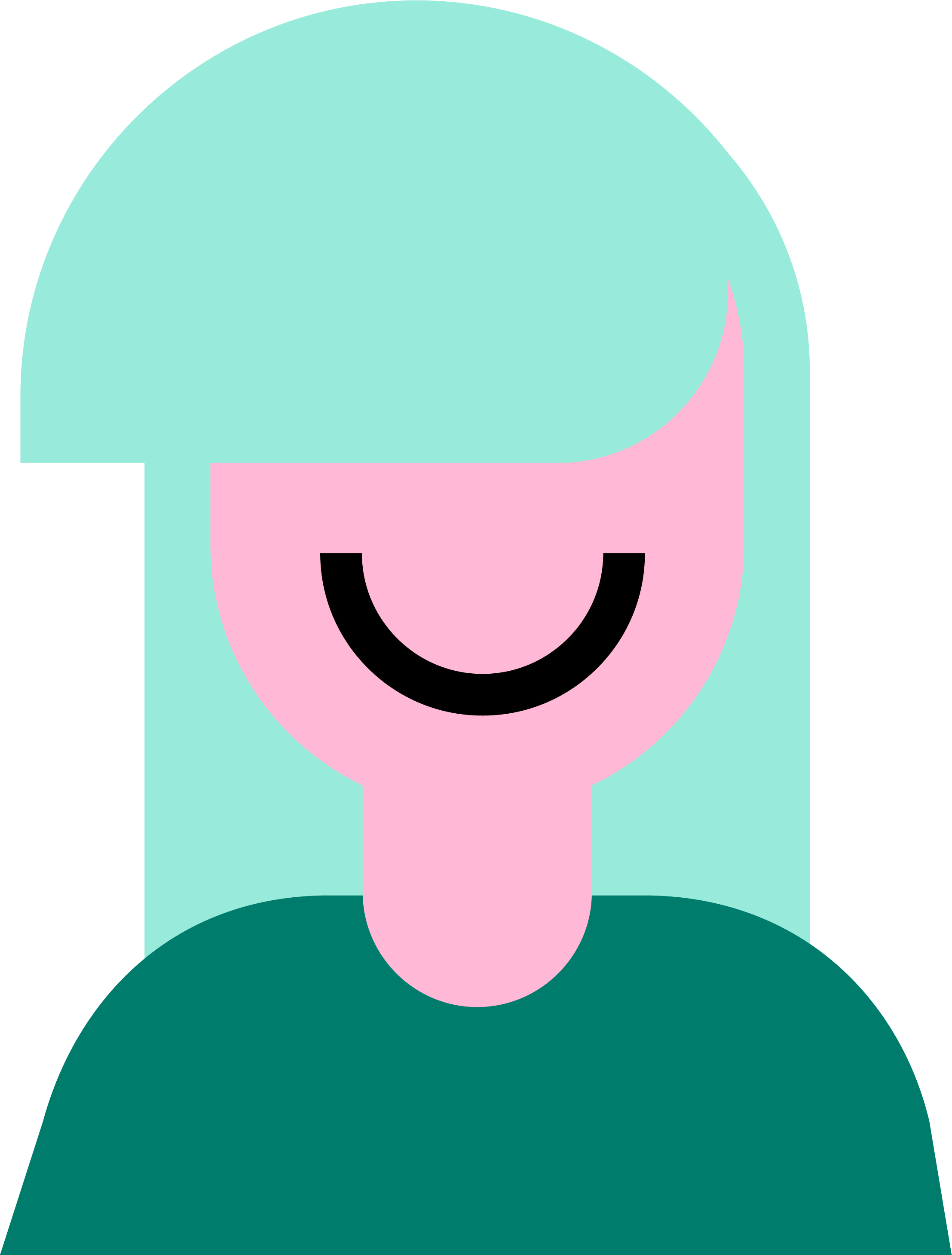 glad figur med grönt hår