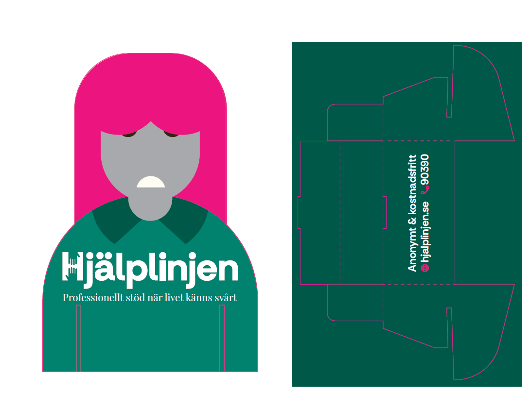 Bild som visar ett visitkortsställ på en kvinna